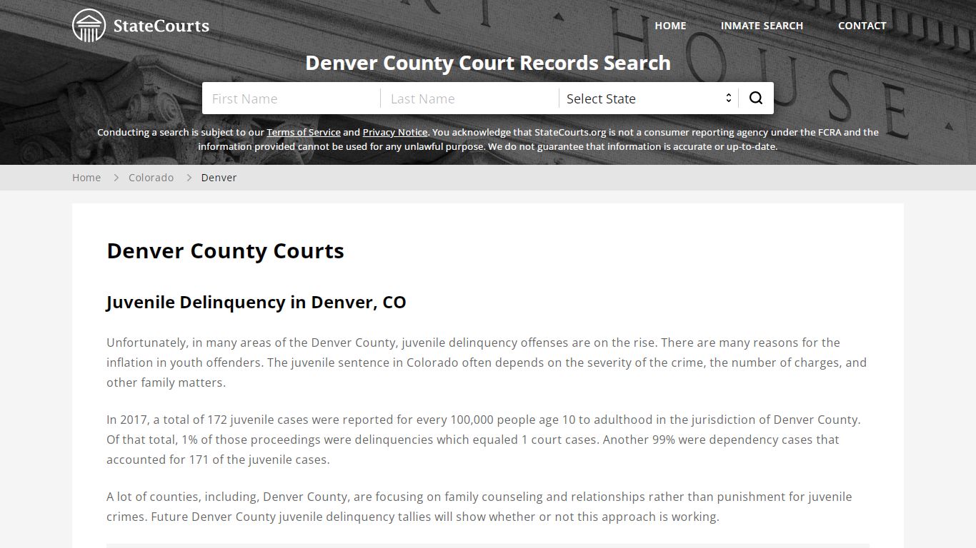 Denver County, CO Courts - Records & Cases - StateCourts